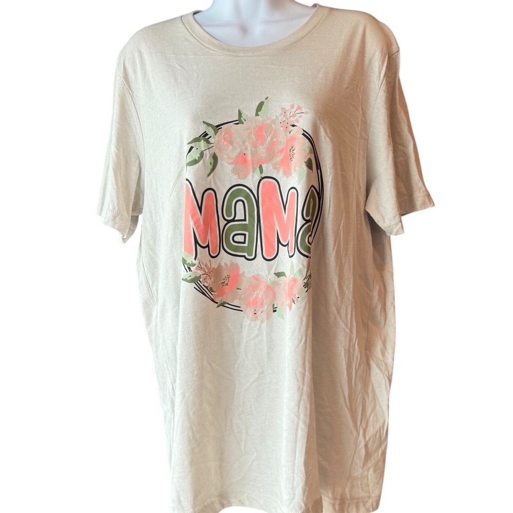 Bella Canvas Mama Floral Graphic Tee Casual Short Sleeve Top Size X-Large NEW